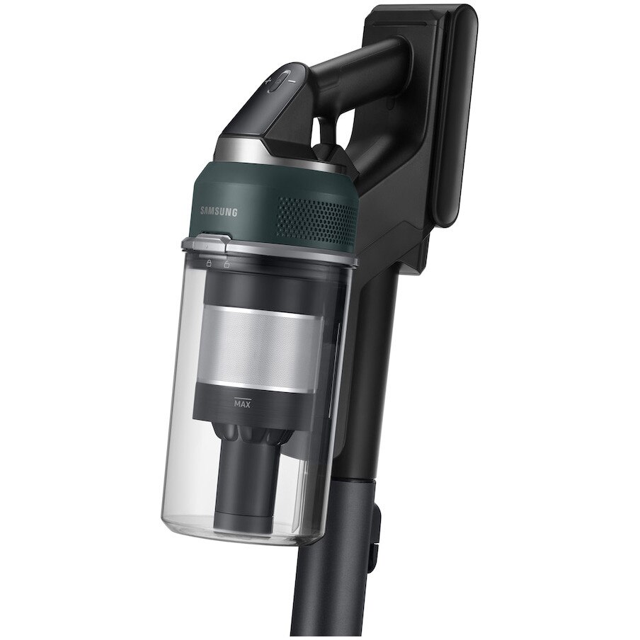 Aspirator Vertical JET 85S, Samsung VS70H25WPT/GE, Putere aspirare 250W, 25.2V, 0.8l, filtrare HEPA, autonomie 60 de minute, black chrometal