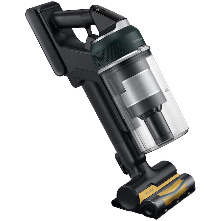 Aspirator Vertical JET 85S, Samsung VS70H25WPT/GE, Putere aspirare 250W, 25.2V, 0.8l, filtrare HEPA, autonomie 60 de minute, black chrometal