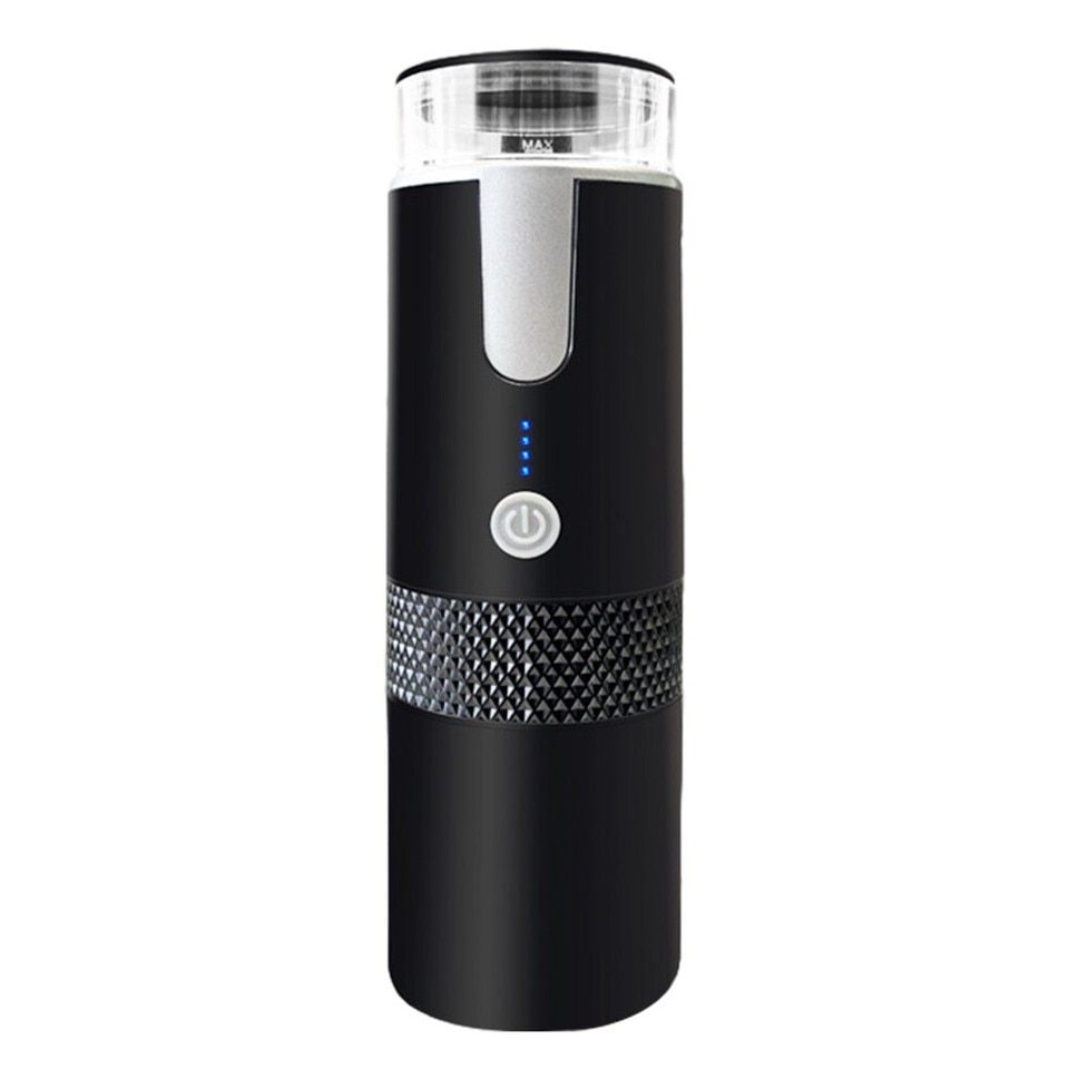 Cafetiera portabila 170 ml, reincarcabila, compatibila cu capsule si cafea macinata, neagra, dimensiuni 24.5x7.6cm