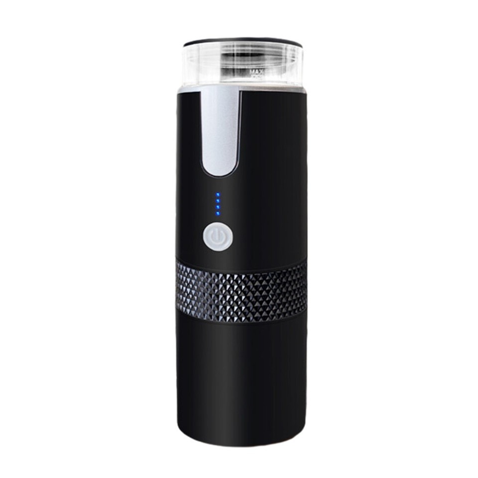 Cafetiera portabila 170 ml, reincarcabila, compatibila cu capsule si cafea macinata, neagra, dimensiuni 24.5x7.6cm