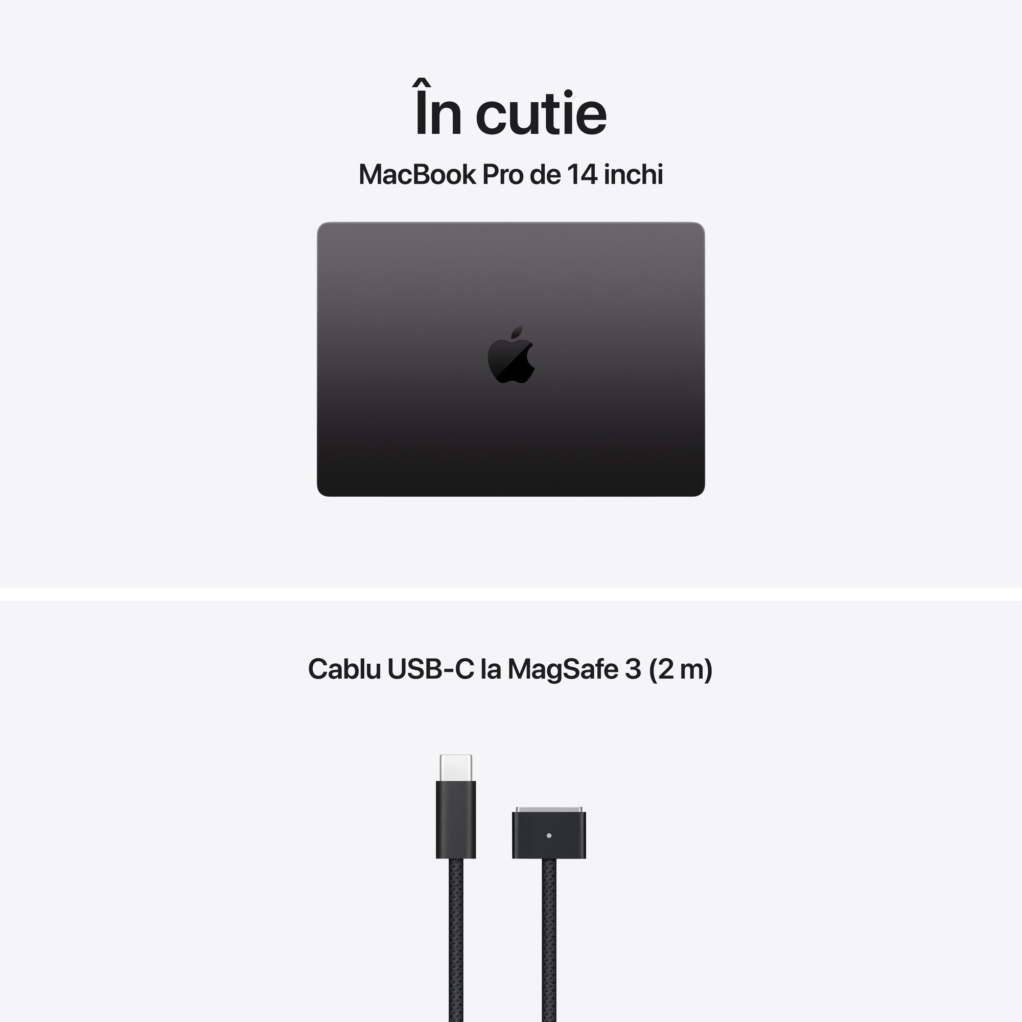 Laptop Apple MacBook Pro 14" cu procesor Apple M5, 10 nuclee CPU si 10 nuclee GPU, 32GB RAM, 2TB SSD, Space Black, Tastatura Internationala, Manual RO