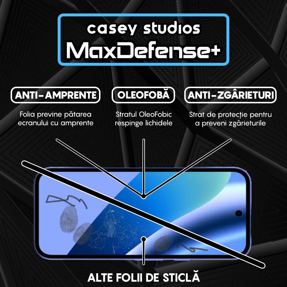 Folie Sticla CASEY STUDIOS™ pentru Google Pixel 10A, Full Cover 3D, Full Glue, Duritate Militara, Protectie Profesionala Ecran 3D, Anti Zgarieturi, Margini Negre