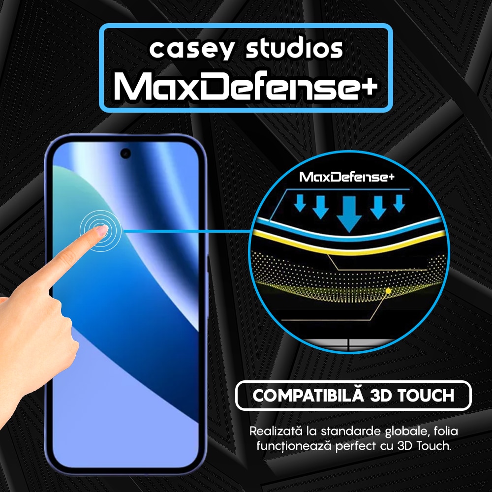 Folie Sticla CASEY STUDIOS™ pentru Google Pixel 10A, Full Cover 3D, Full Glue, Duritate Militara, Protectie Profesionala Ecran 3D, Anti Zgarieturi, Margini Negre