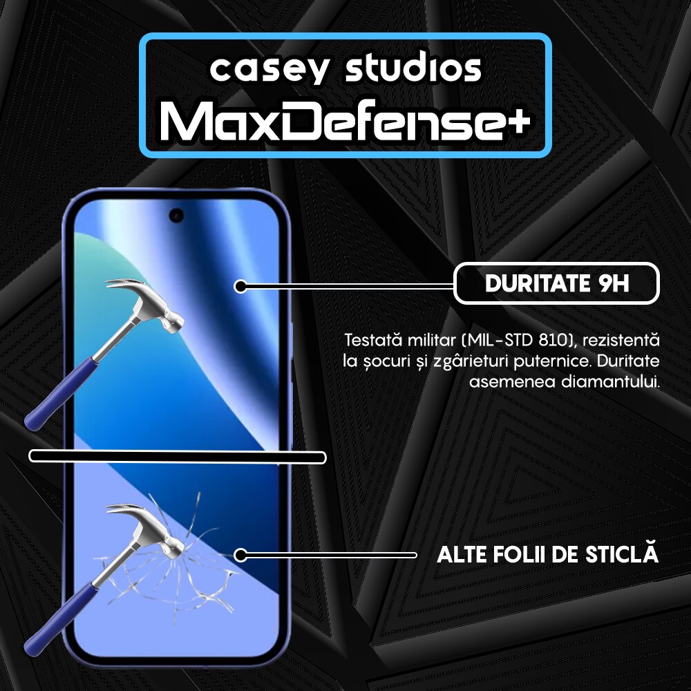 Folie Sticla CASEY STUDIOS™ pentru Google Pixel 10A, Full Cover 3D, Full Glue, Duritate Militara, Protectie Profesionala Ecran 3D, Anti Zgarieturi, Margini Negre