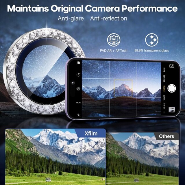 Protectie lentila camera pentru iPhone 17, set 3 piese, sticla securizata 9H, transparent