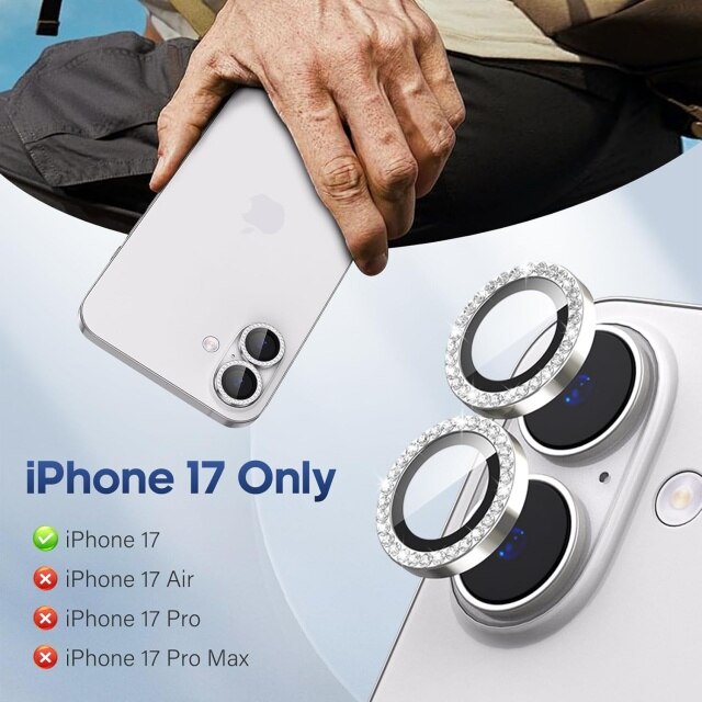 Protectie lentila camera pentru iPhone 17, set 3 piese, sticla securizata 9H, transparent