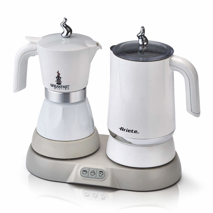 Statie de mic dejun 3in1 Ariete, cafetiera, spumant pentru lapte, 500W, 32x15x24cm