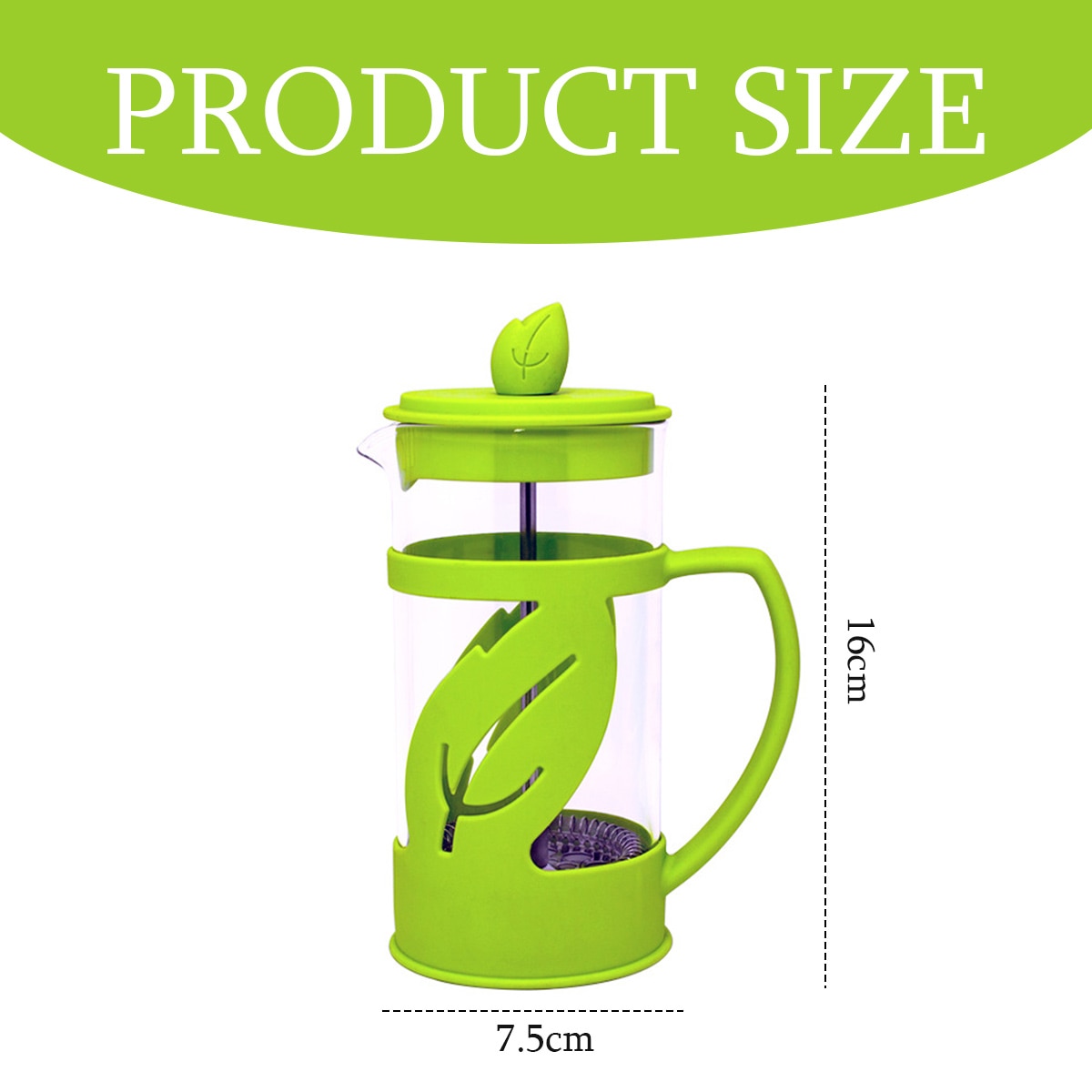 Cafetiere, 2 cani, sticla borosilicata rezistenta la caldura, verde deschis