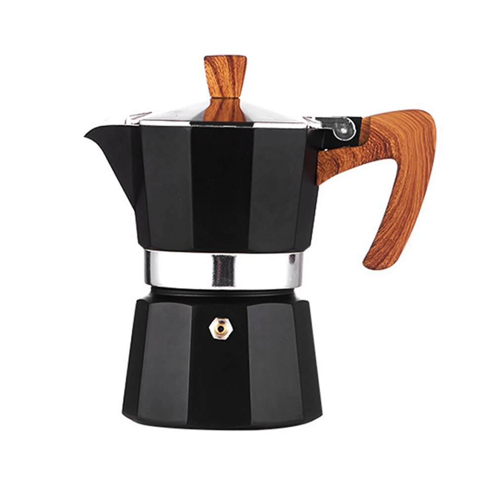 Cafetiera electrica, portabila, 150 ml, cu maner din lemn, negru/argintiu