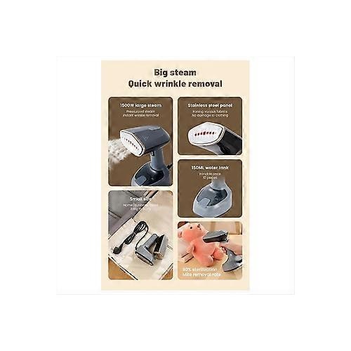 Fier de calcat cu abur portabil 1500W pliabil alb 13x11x22cm