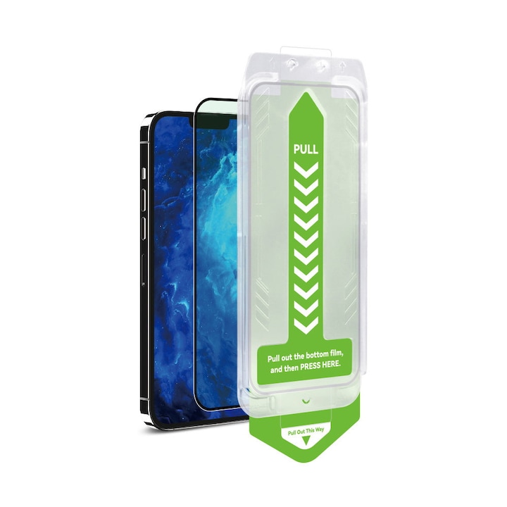 Folie sticla cu sistem de montare WOZINSKY Premium Glass 9H compatibila cu iPhone 15 Black