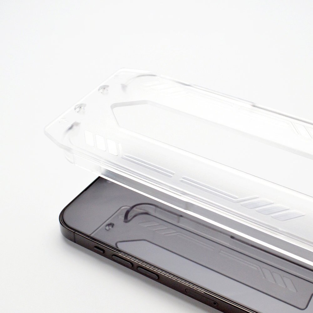 Folie sticla cu sistem de montare WOZINSKY Premium Glass 9H compatibila cu iPhone 15 Black