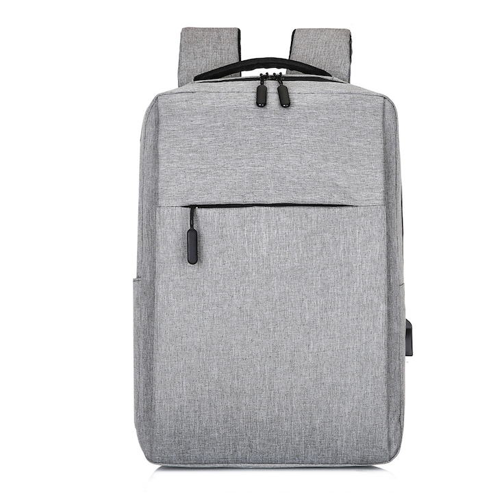 Rucsac Laptop Cozevdnt, 25L, cu port de incarcare USB, gri