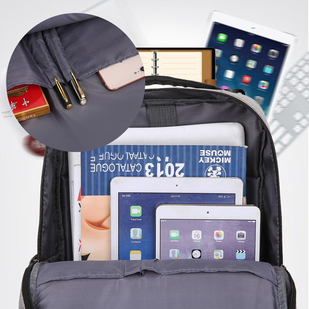 Rucsac Laptop Cozevdnt, 25L, cu port de incarcare USB, gri