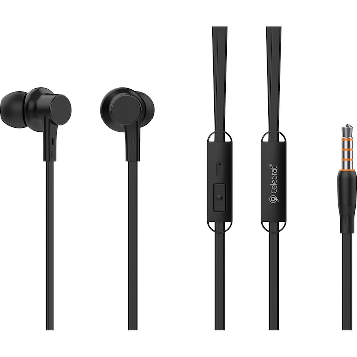 Casti cu fir Celebrat G19, microfon, negru, 1.2m, 3.5mm