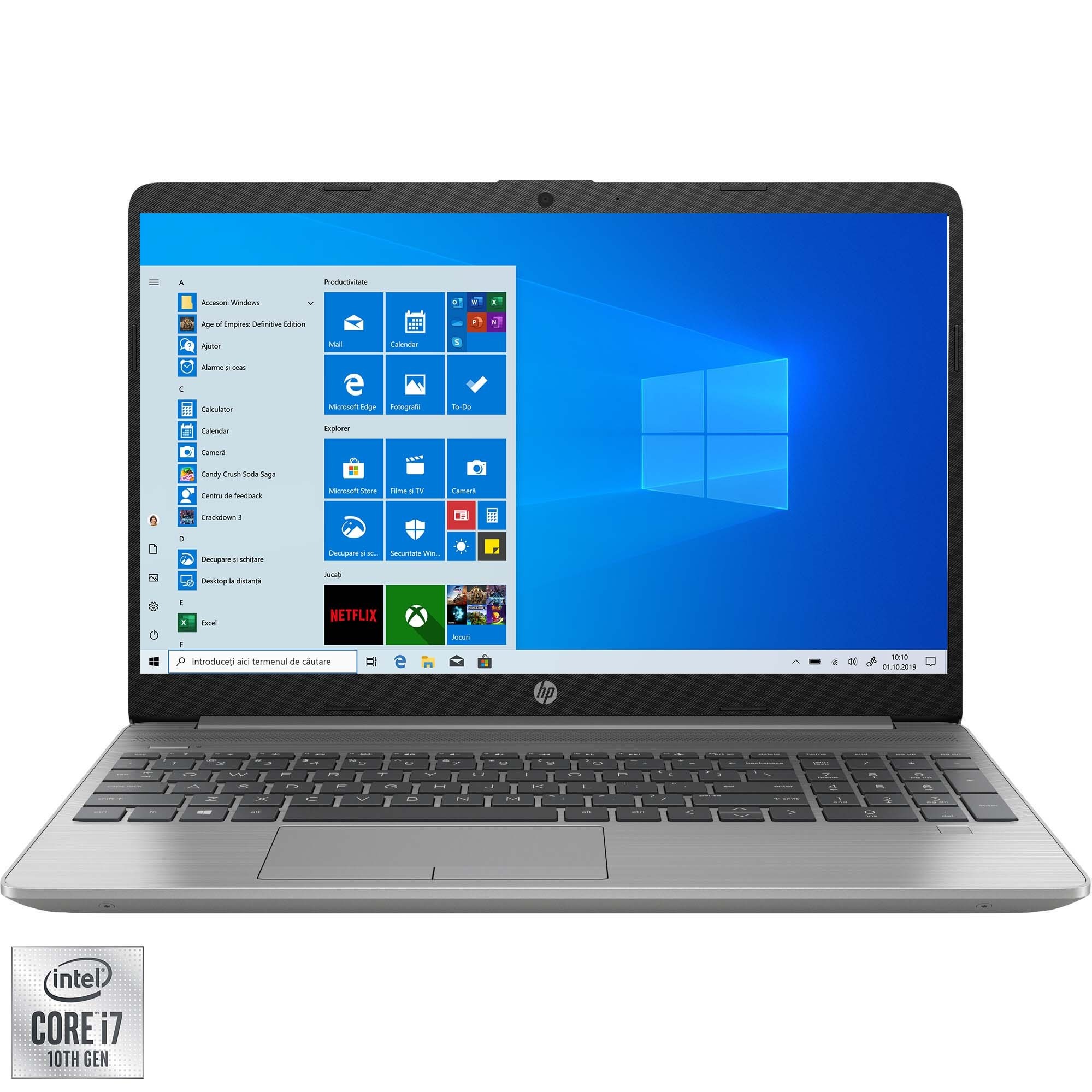 Laptop HP 250 G8, Intel Core i7-1065G7, 15.6" Full HD, 8GB, SSD 256GB, Intel UHD Graphics, Windows 10 Home, Silver