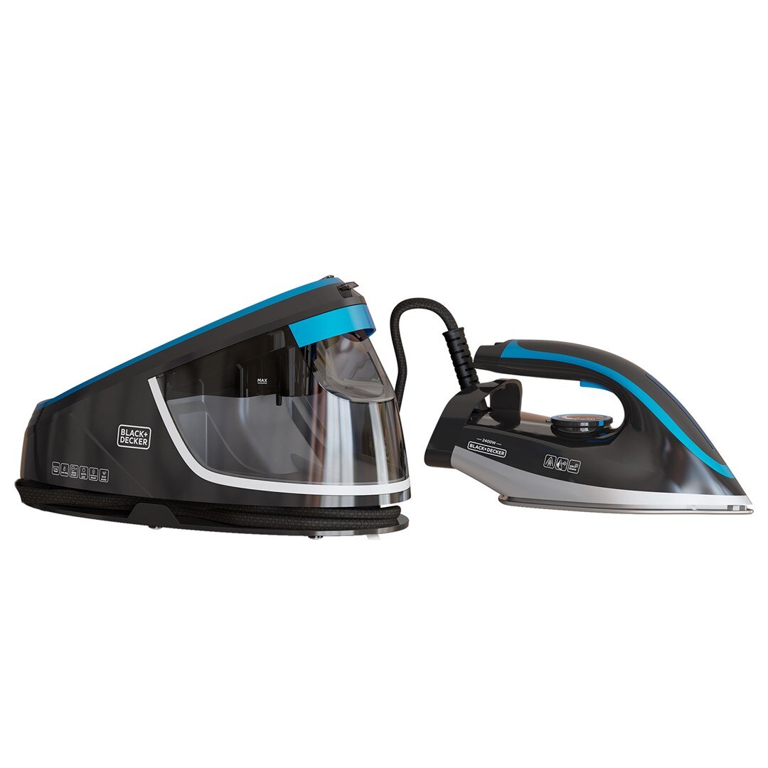 Generator de aburi Black Decker BXSS2401E, 2400W, rezervor 1,5l, ceramica, negru