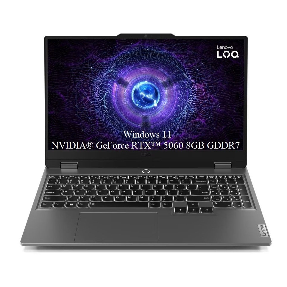 Laptop Lenovo LOQ 15IRX10, 15.6" FHD 1920x1080 IPS 300nits 144Hz, Intel Core i5-13450HX 10-core, 16 GB DDR5, 2 x 2TB SSD m2 PCIe, NVIDIA GeForce RTX 5060 8GB GDDR7, Windows 11 Home, 2.40 kg Luna Grey