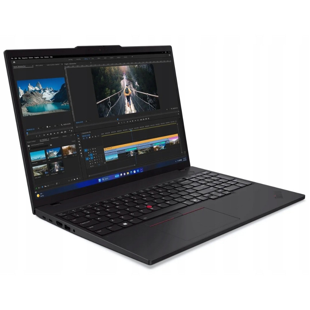 Pachet promo: Laptop Lenovo ThinkPad T16 G3, Intel Core Ultra 5 135U, 64GB 2TB SSD, 16" WUXGA 1920*1200 IPS, Intel Graphics, 5600 MHz, Windows 11 Home + Geanta laptop, Lenovo, 15.6'', Negru