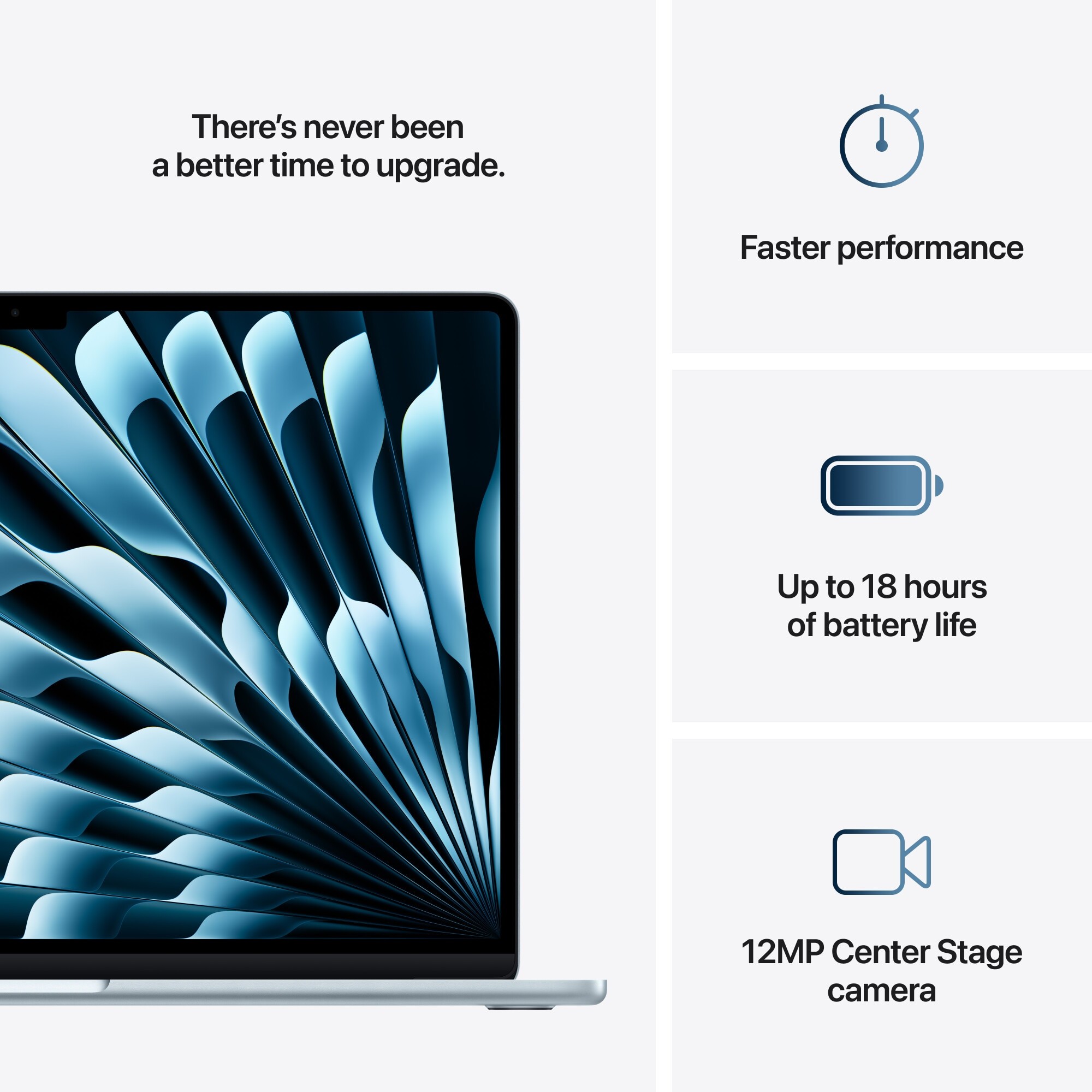 Laptop Apple MacBook Air 15.3", cu procesor Apple M4, 10 nuclee CPU si 10 nuclee GPU, 16 GB RAM, 1TB SSD, Sky Blue, Tastatura internationala