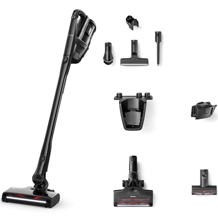 Aspirator vertical Miele Triflex HX3 Cat and Dog, 3 in 1, 25,2 V, 0,5 l, autonomie 70 min, Negru Obsidian