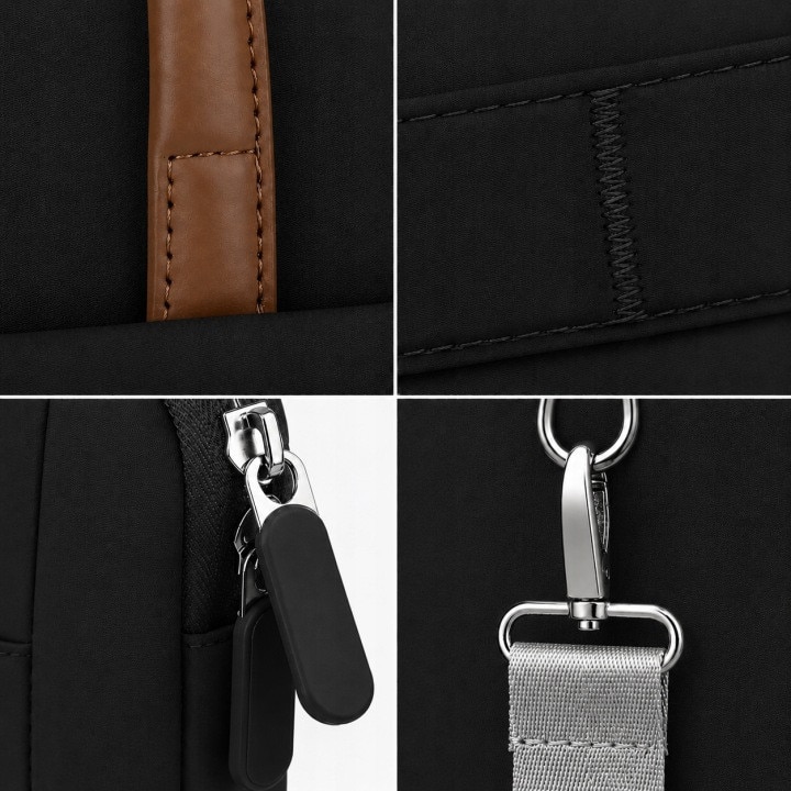 Geanta Laptop 15.6–16.1", Neagra, Impermeabila, Husa de Protectie, Servieta Business, Curea de Umar, Prindere pentru Troler