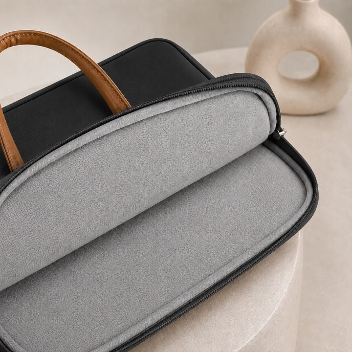 Geanta Laptop 15.6–16.1", Neagra, Impermeabila, Husa de Protectie, Servieta Business, Curea de Umar, Prindere pentru Troler
