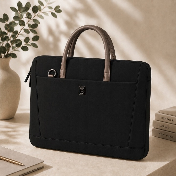 Geanta Laptop 15.6–16.1", Neagra, Impermeabila, Husa de Protectie, Servieta Business, Curea de Umar, Prindere pentru Troler