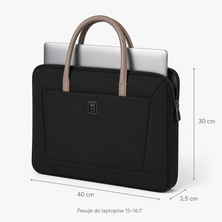 Geanta Laptop 15.6–16.1", Neagra, Impermeabila, Husa de Protectie, Servieta Business, Curea de Umar, Prindere pentru Troler