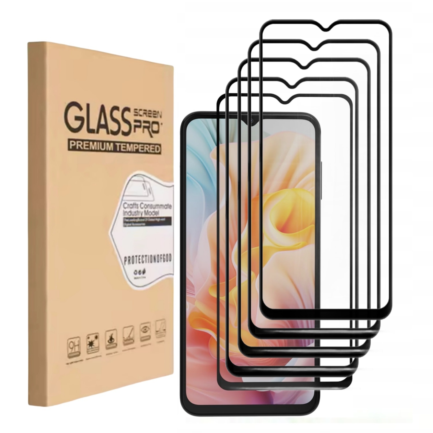 Set 5 Folie de protectie ecran exterior din sticla pentru Xiaomi Redmi 10C / 12C, Ultra HD, Anti Zgarieturi, Anti Socuri, Vanaxalife®