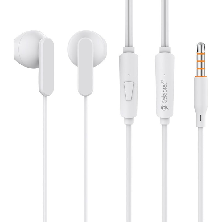 Casti cu fir Celebrat G23 alb 1.2m microfon