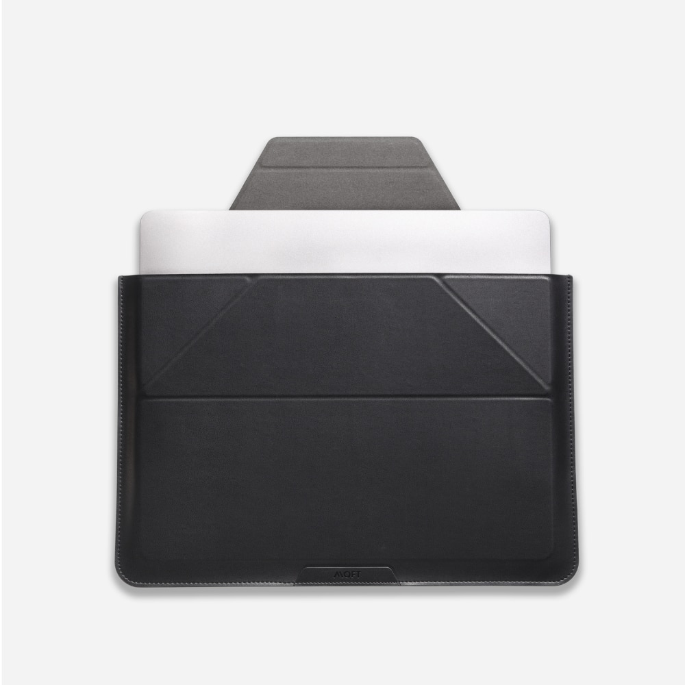 Moft, Husa pentru laptop din piele ecologica cu suport integrat Sleeve 16, Negru, 16 inch