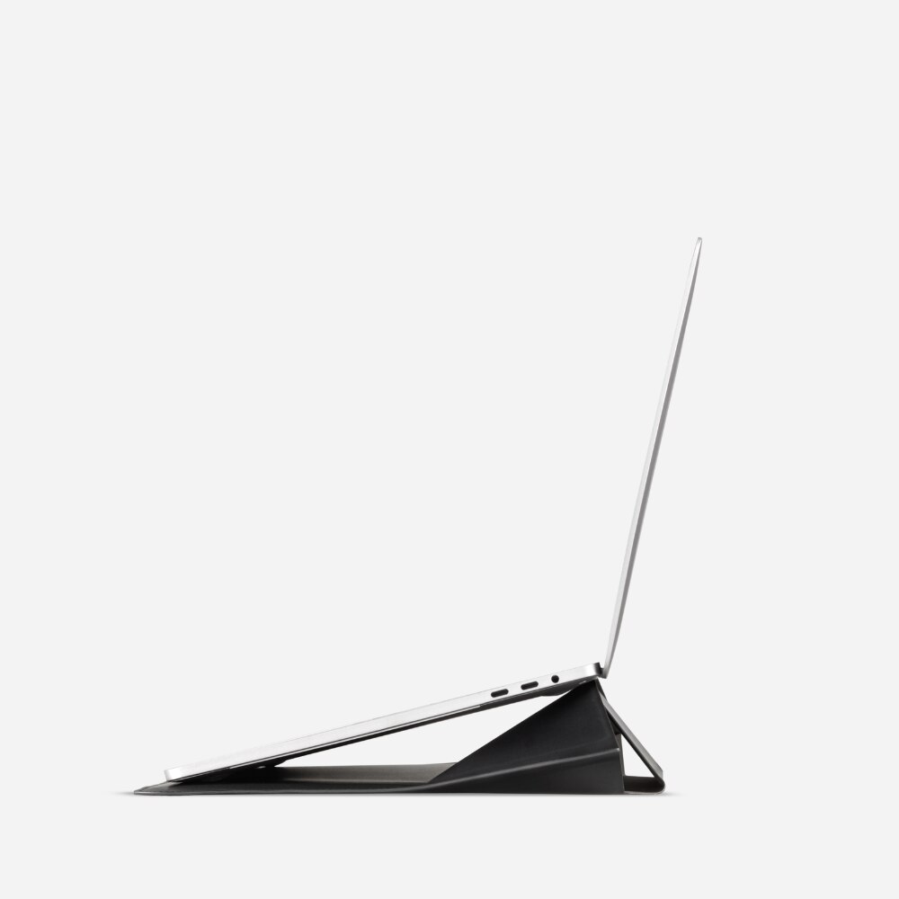 Moft, Husa pentru laptop din piele ecologica cu suport integrat Sleeve 16, Negru, 16 inch