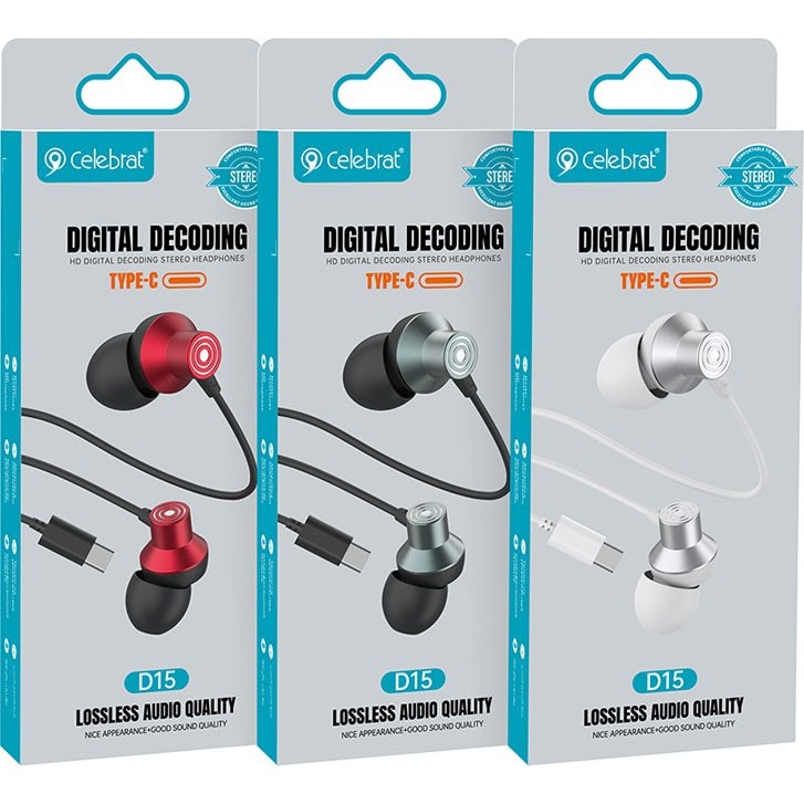Casti Celebrat D15 cu microfon, USB-C, negru, 1.2m
