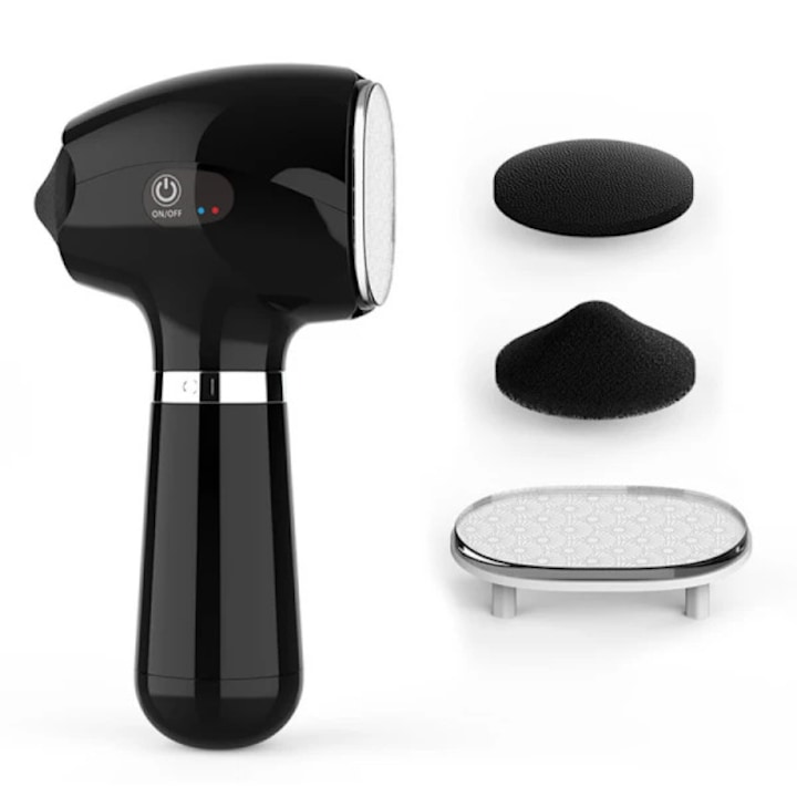 Vaporizator de haine portabil, steamer fara fir reincarcabil, placa de polizare patentata pentru curatare in profunzime si indepartare a cutelor, rezervor de apa detasabil, Negru, 1 buc