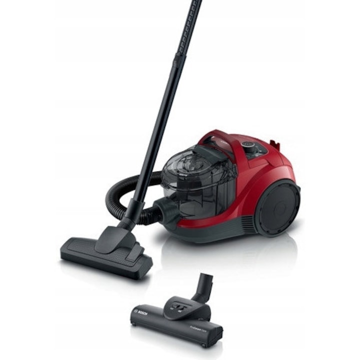 Aspirator fara sac Bosch BGC21X350, 600W, negru-rosu, 29x28.7x44.6cm