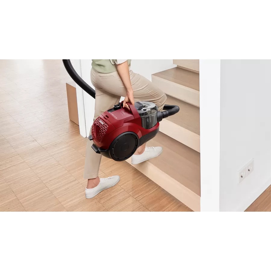 Aspirator fara sac Bosch BGC21X350, 600W, negru-rosu, 29x28.7x44.6cm