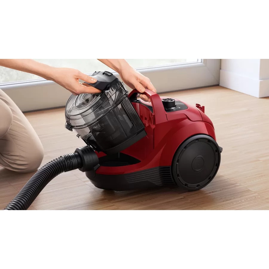 Aspirator fara sac Bosch BGC21X350, 600W, negru-rosu, 29x28.7x44.6cm