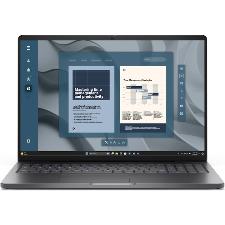 Laptop DELL PRO 16, 16", Non-Touch, FHD+ 1920 x 1200, 60Hz, IPS, Anti- Glare, 300 nit, 45% NTSC, FHD+IR Cam, Fingerprint Reader, Magnetite color, textured finish, AMD Ryzen(TM) 5 PRO 230 Processor (22 MB cache, 6 cores, 12 threads, up to 4.9 GHz, 16 TOPS