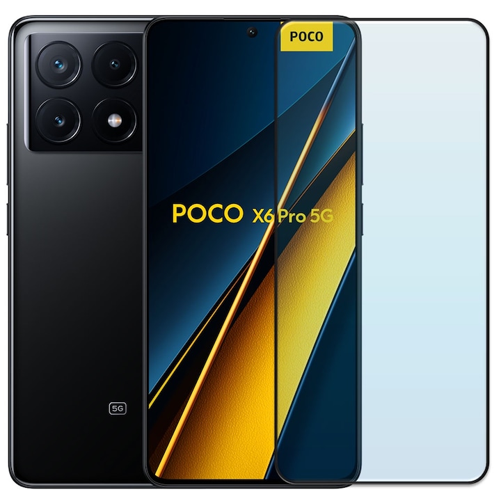 Folie din sticla securizata pentru Xiaomi Poco X6 Pro, HAMSTERBOX Glass Shield, Protectie completa ecran, Full face, Aplicare rapida, Case Friendly, Transparenta
