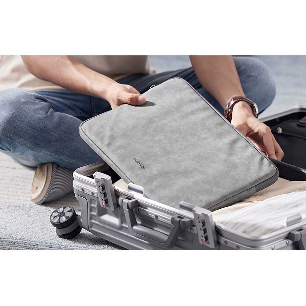 Husa laptop Ugreen LP187 eleganta, protectie dubla, gri, 14-14.9"