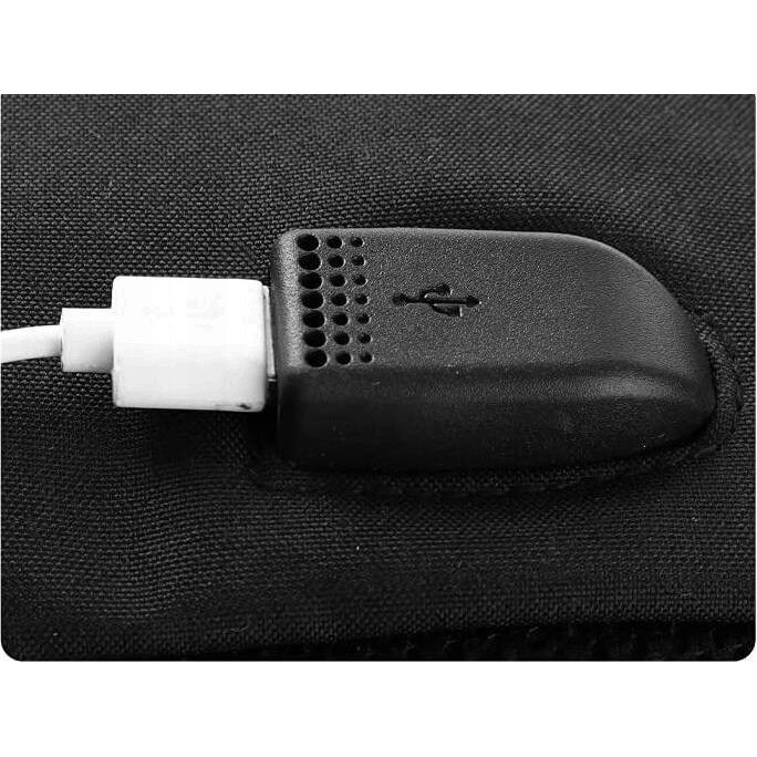 Rucsac negru pentru laptop, 2 compartimente, impermeabil, cu port USB, 31x15x45cm