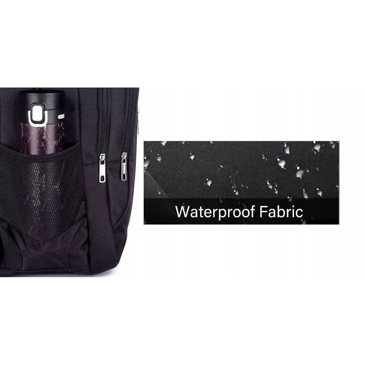 Rucsac negru pentru laptop, 2 compartimente, impermeabil, cu port USB, 31x15x45cm