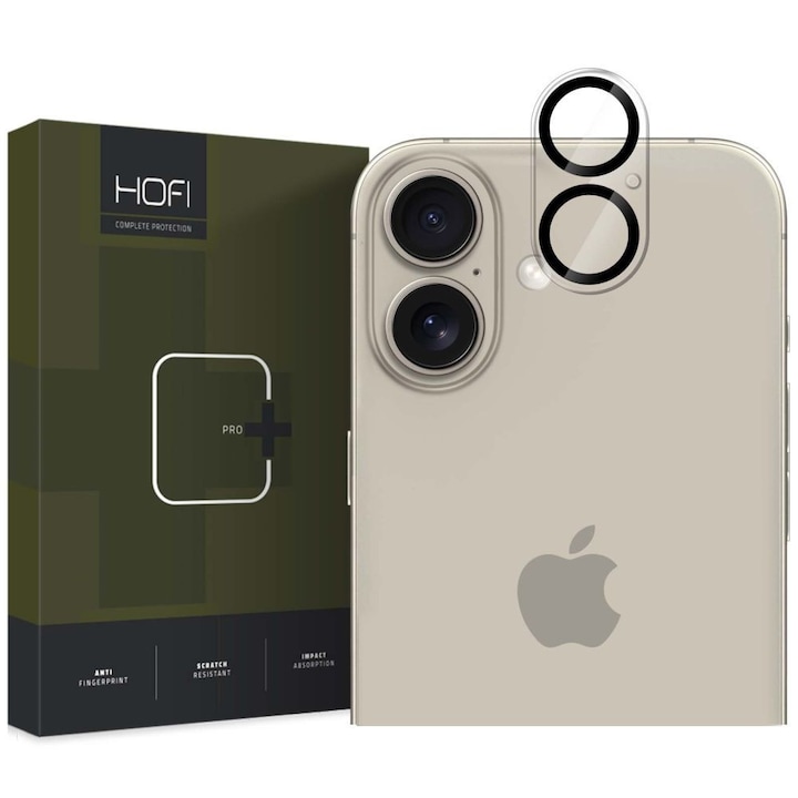 Folie de protectie Camera Spate HOFI CAM PRO+ pentru Apple iPhone 16 Plus / 16, Sticla Securizata, Neagra