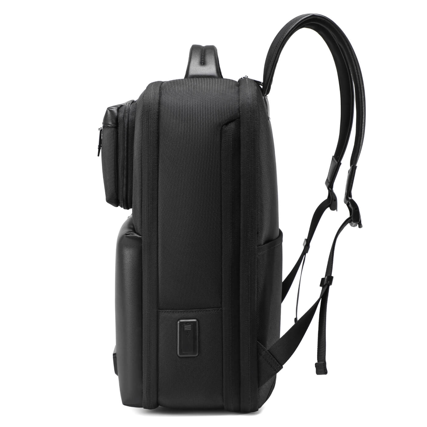 Rucsac 2v1 MYBALO Narvalo DUO, capacitate 24-27 l, pentru laptop 15,6", tableta 9", extensibil, port USB, impermeabil, negru, 42x30x18cm
