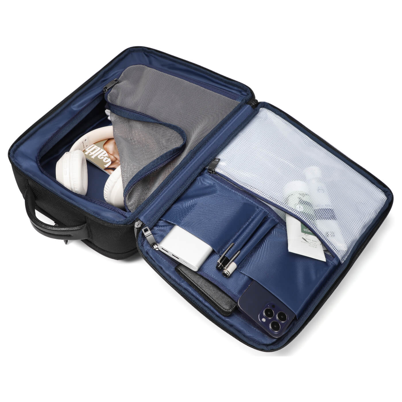 Rucsac 2v1 MYBALO Narvalo DUO, capacitate 24-27 l, pentru laptop 15,6", tableta 9", extensibil, port USB, impermeabil, negru, 42x30x18cm