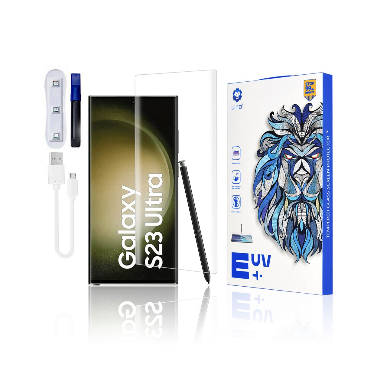 Folie sticla Samsung Galaxy S23 Ultra Lito UV Glue, transparenta