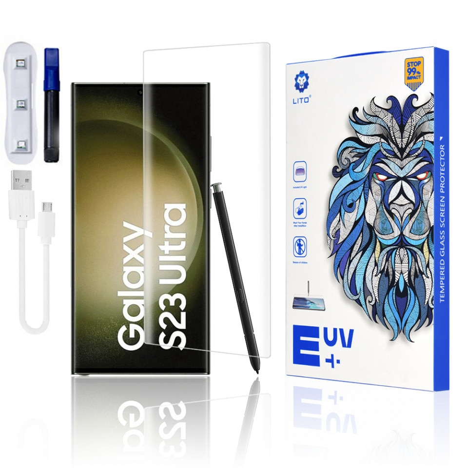Folie sticla Samsung Galaxy S23 Ultra Lito UV Glue, transparenta