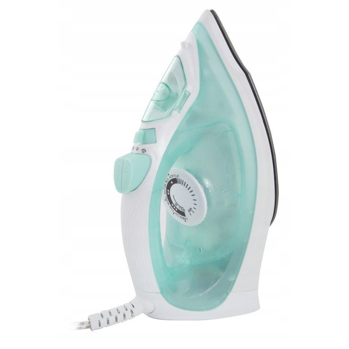 Fier de calcat cu abur Esperanza, 2200W, ceramic, 14x11.5x28cm, alb/albastru