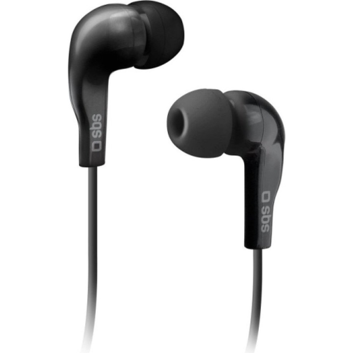 Casti in-ear stereo SBS Studio Mix 10, cu microfon si buton de raspuns, Jack 3,5 mm, design mat, negru, 1 buc